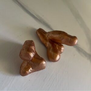 Handmade, polymer, clay sculpture, phallic, gold, small figurines set